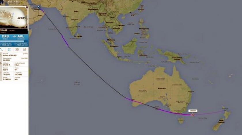 Ek449 Flight Status Map Auckland Welcomes Emirates A380 World Record Passenger Flight - Aviation  News