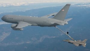 Boeing KC-46 boom refuels F-16C boeing.com