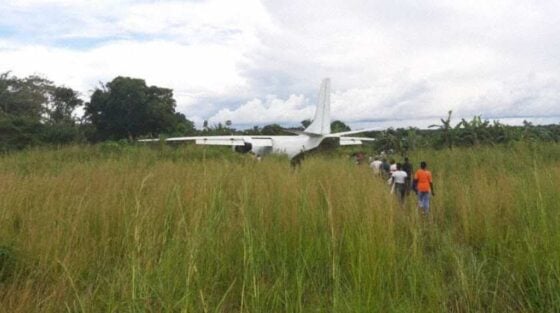 Cargo Antonov AN-26 Overruns Runway on Landing